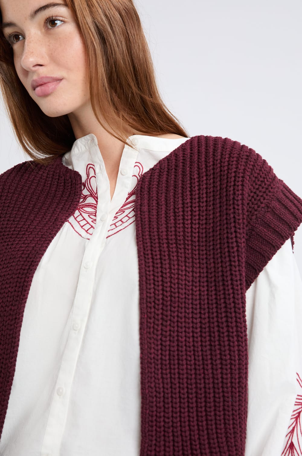 Gilet sans manches grosse maille;${refinementColor}
