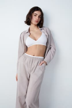 Pantalón acampanado de algodón;${refinementColor}