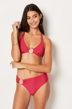 Ring Detail Triangle Bikini Top;${refinementColor}