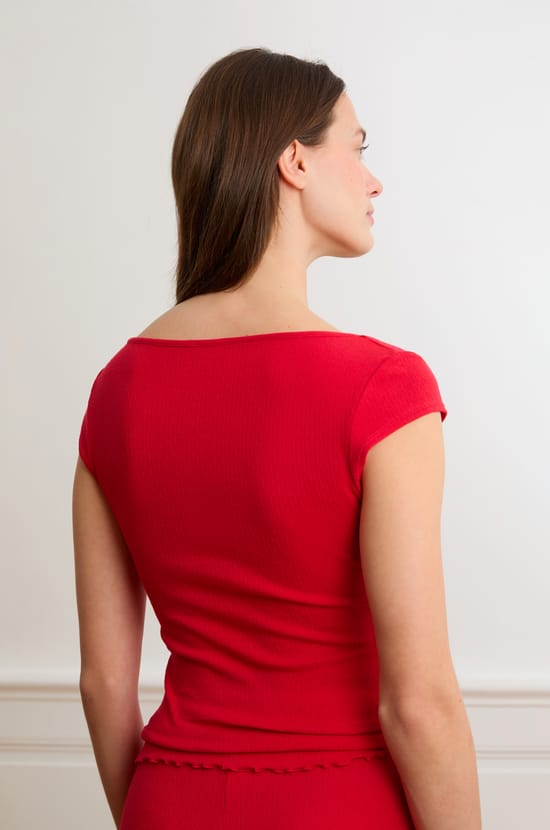 Short-Sleeve Cotton Pajama Top;${refinementColor}