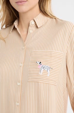 Camisa de pijama a rayas con bordado d&aacute;lmata;${refinementColor}