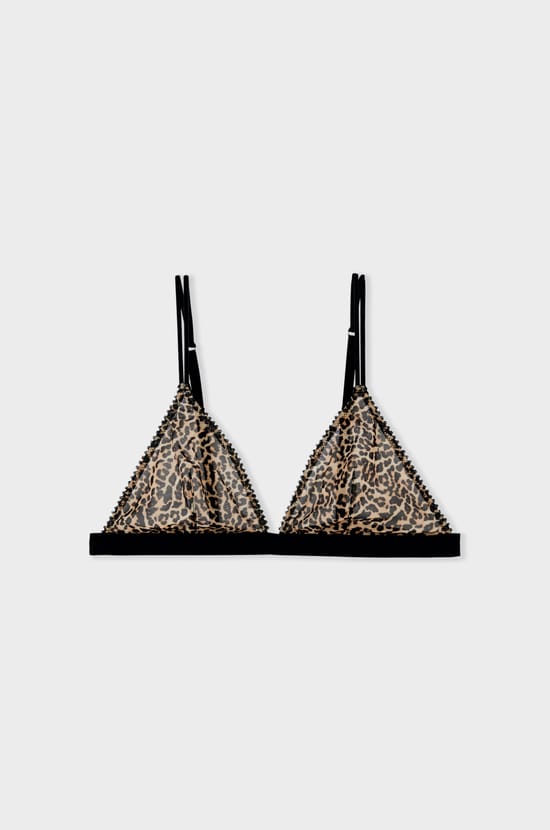 Soutien-gorge triangle sans armature tulle léopard;${refinementColor}