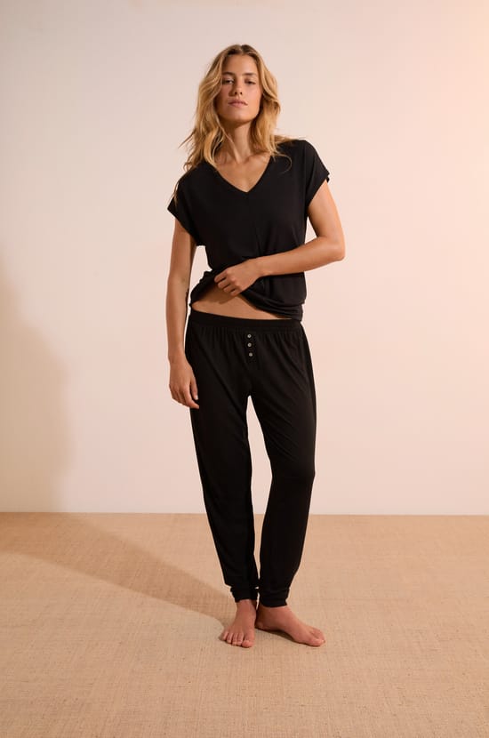 Pantal&oacute;n de pijama liso de modal;${refinementColor}