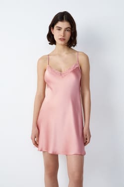 Silk nightdress with lace details;${refinementColor}