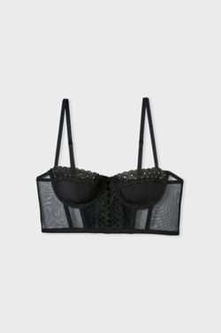 Soutien-gorge bustier coques fines tulle et broderie;${refinementColor}