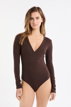 Long-sleeved wrap bodysuit;${refinementColor}