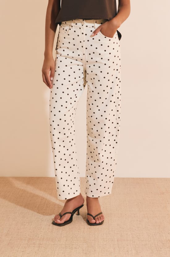 Pantalon en coton &agrave; pois;${refinementColor}