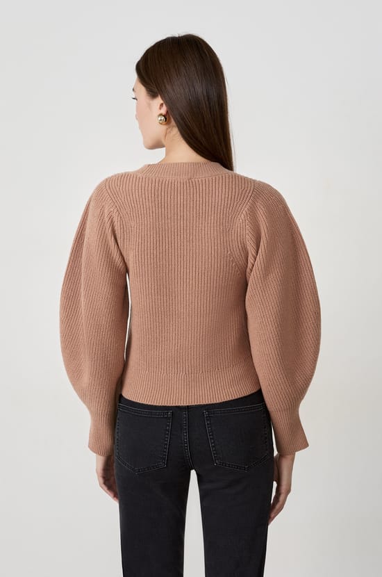 Pull &agrave; manches bouffantes avec laine;${refinementColor}