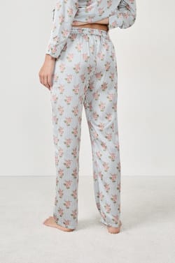 Pantalon de pyjama satiné à motifs fleurs;${refinementColor}