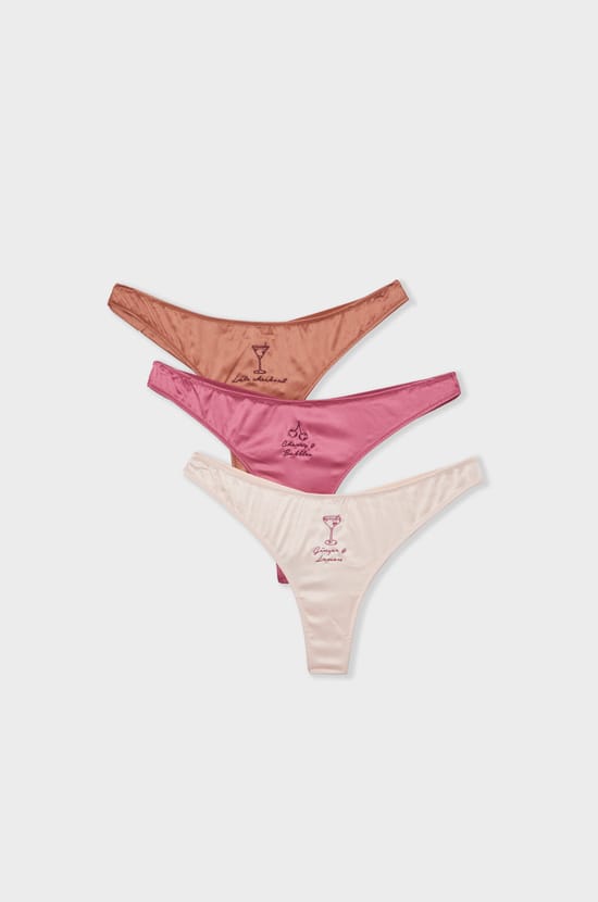 Lot de 3 tangas satinés;${refinementColor}