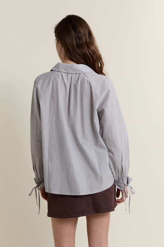 Blouse &agrave; rayures en coton;${refinementColor}