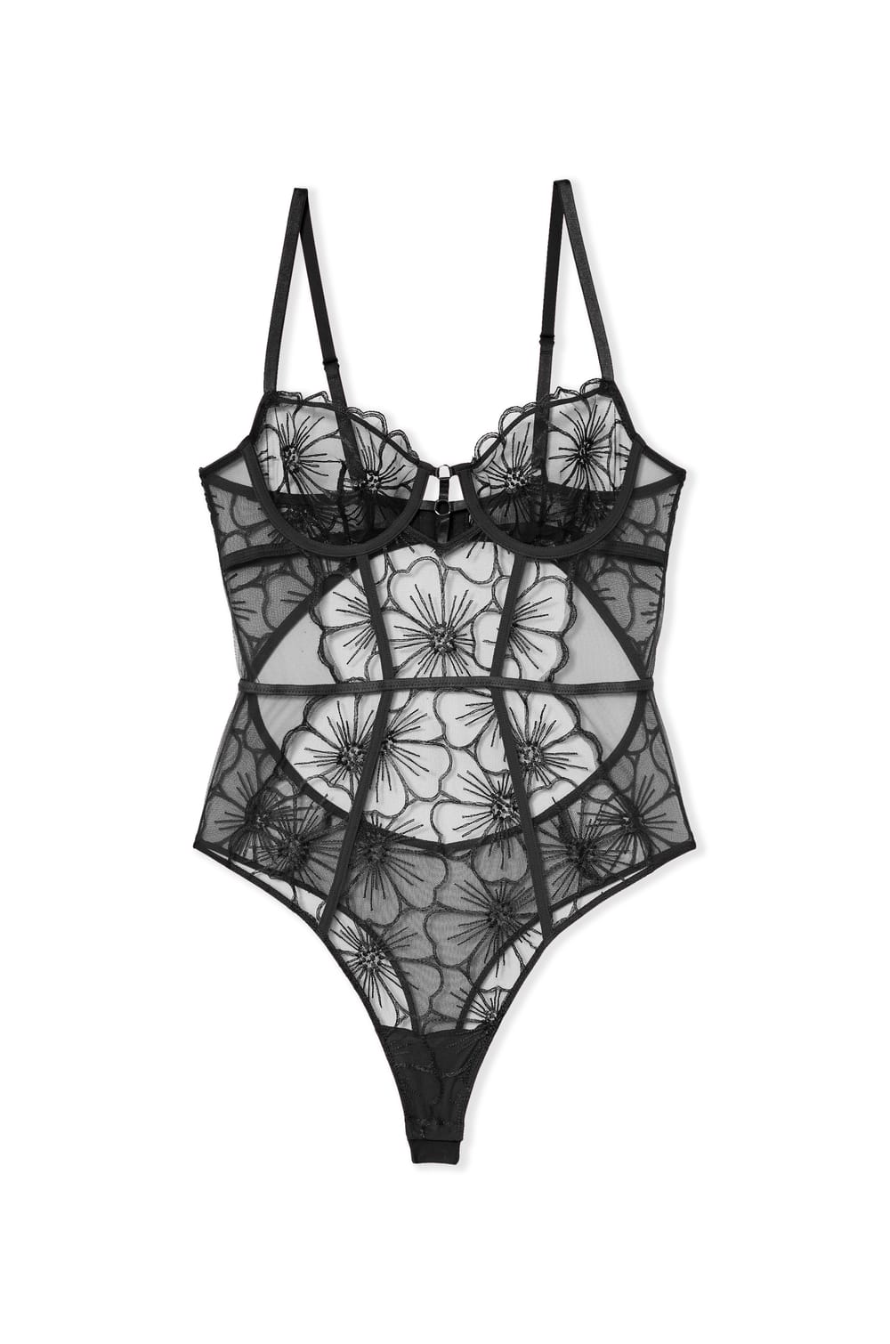 Floral Embroidered Bodysuit;${refinementColor}