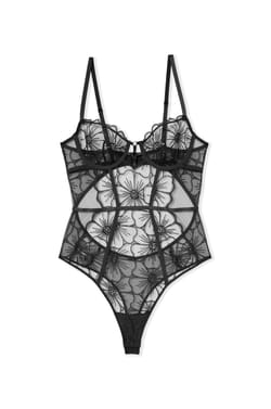 Floral Embroidered Bodysuit;${refinementColor}