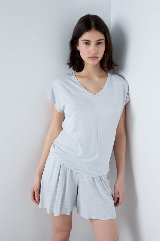 Short-Sleeved Modal Pajama T-Shirt;${refinementColor}