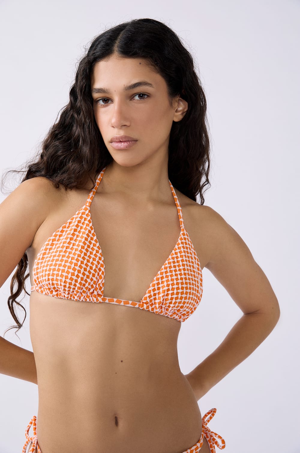 Printed Triangle Bikini Top;${refinementColor}