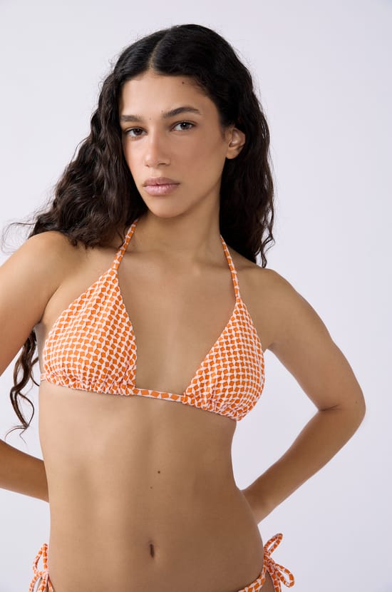 Printed Triangle Bikini Top;${refinementColor}