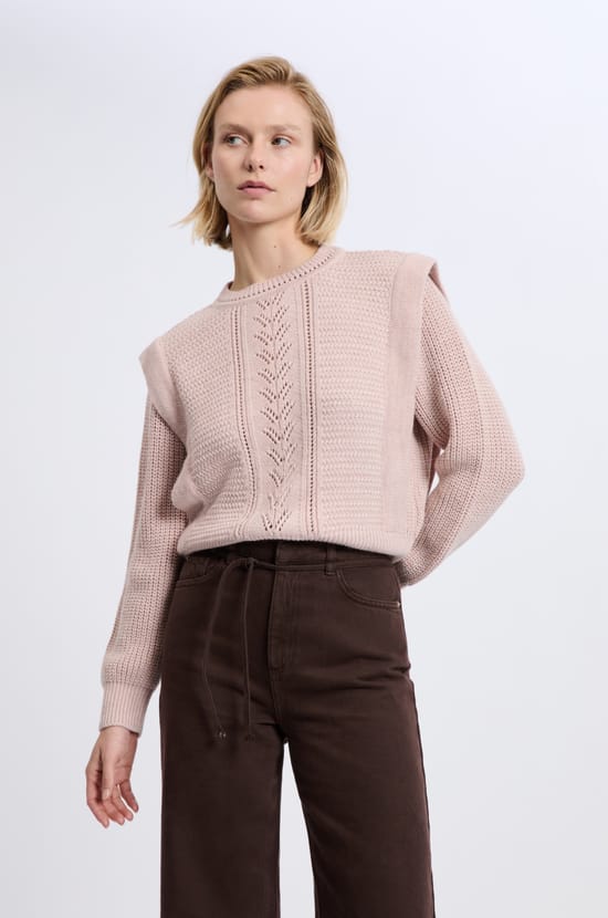 Pull à épaulettes avec laine;${refinementColor}