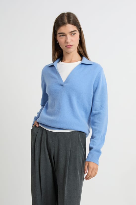 Pull col polo en cachemire;${refinementColor}