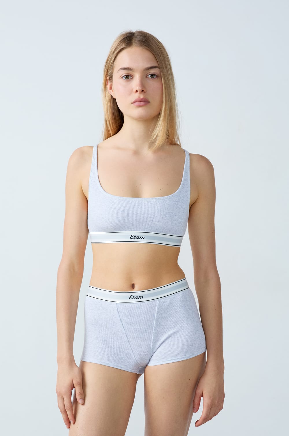 Cotton Ribbed Bralette;${refinementColor}