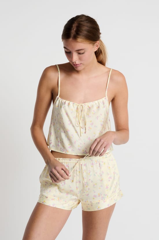 Geblümte Pyjama-Shorts;${refinementColor}