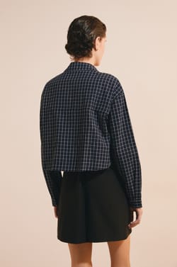 Chemise courte &agrave; carreaux en coton;${refinementColor}