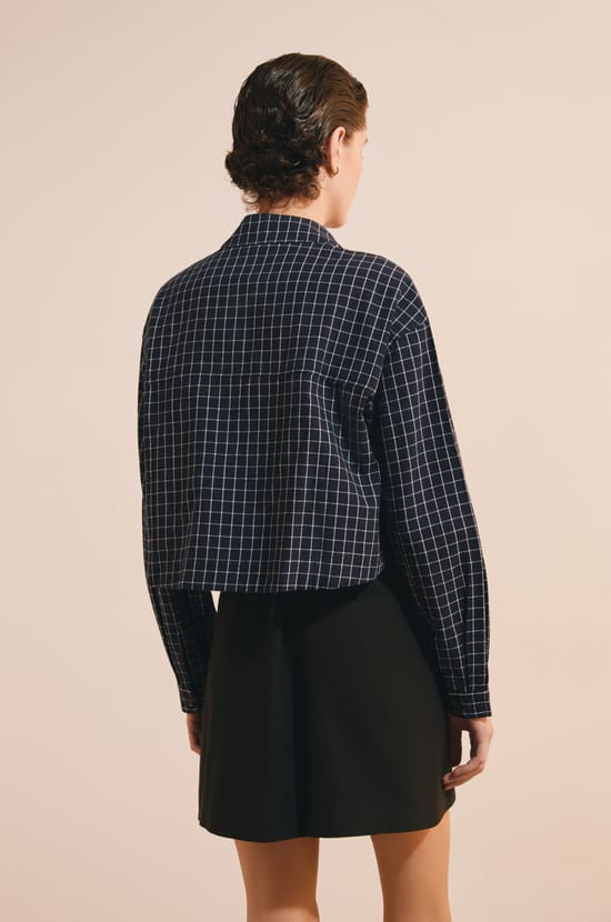 Chemise courte &agrave; carreaux en coton;${refinementColor}