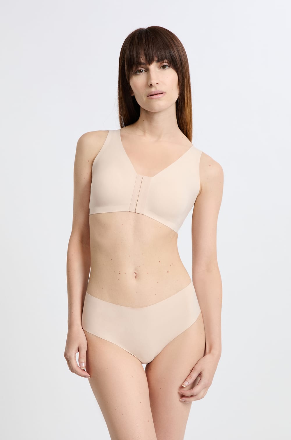 Wireless post-mastectomy bralette with front opening;${refinementColor}