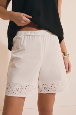 Cotton Bermuda Shorts with Embroidery;${refinementColor}
