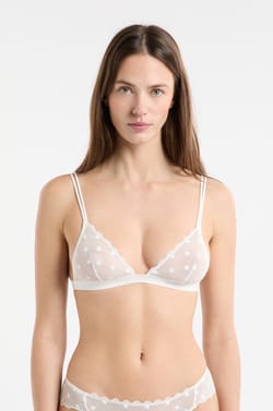 Soutien-gorge triangle en tulle &agrave; motifs pois;${refinementColor}