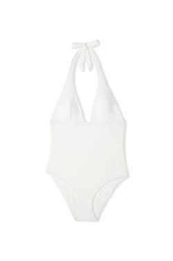 Textured One-Piece Swimsuit with Tie Detail;${refinementColor}