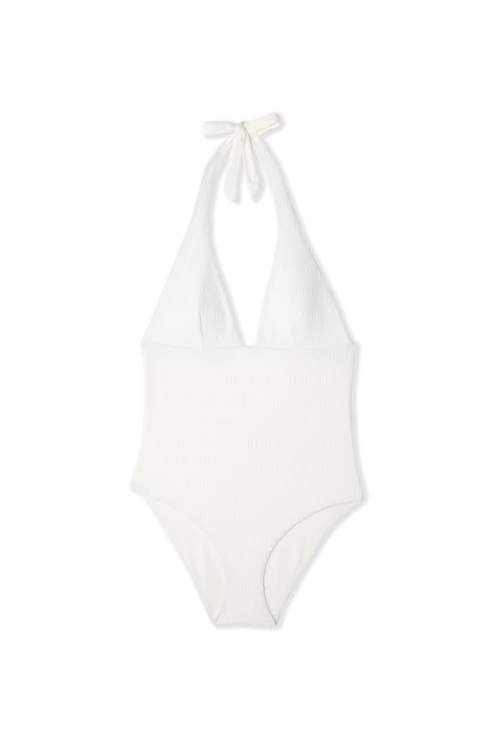 Textured One-Piece Swimsuit with Tie Detail;${refinementColor}