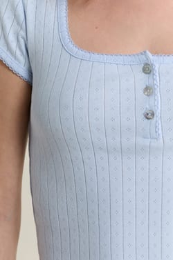 T-shirt de pyjama manches courtes en pointelle;${refinementColor}