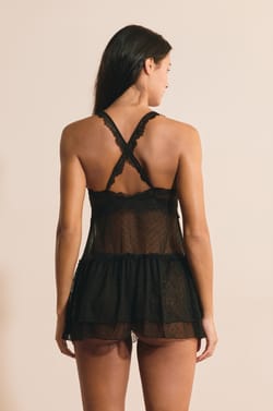 Nuisette transparente avec d&eacute;tails dentelle;${refinementColor}