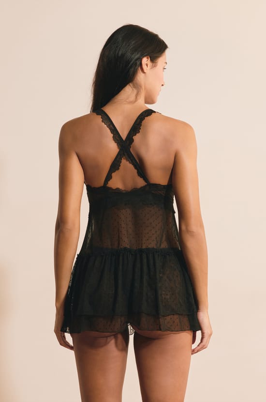 Nuisette transparente avec d&eacute;tails dentelle;${refinementColor}