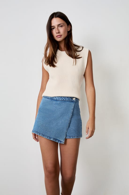 Denim Skort;${refinementColor}