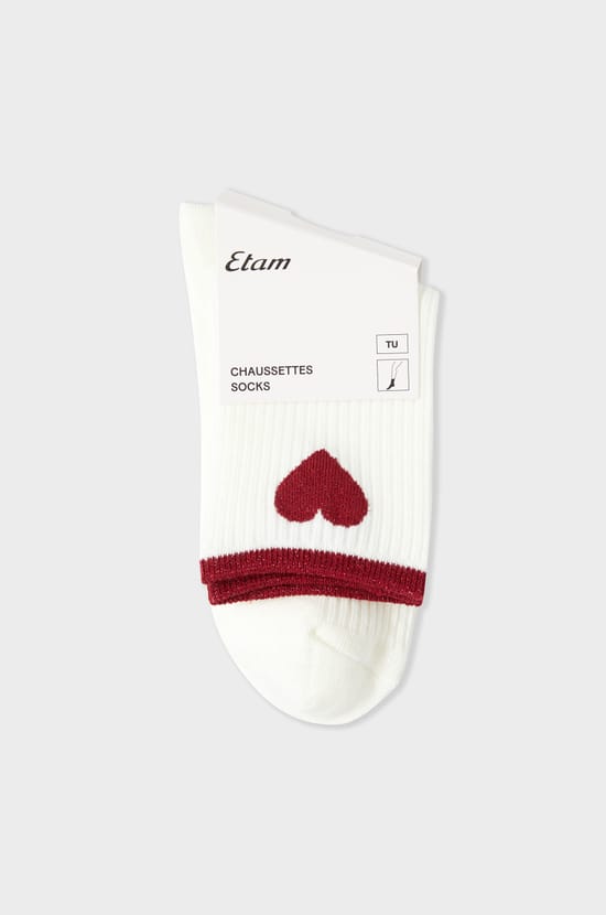 Chaussettes c&ocirc;tel&eacute;es avec coton &agrave; motif c&oelig;ur;${refinementColor}