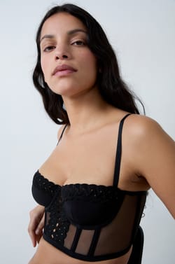 Soutien-gorge bustier coques fines tulle et broderie;${refinementColor}