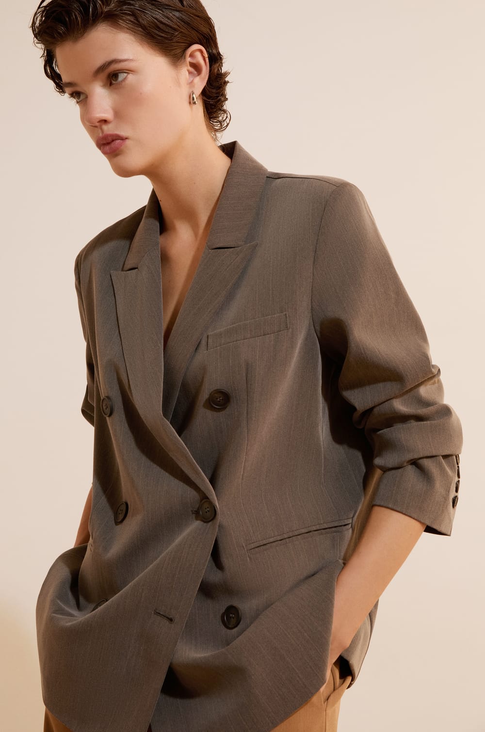 Veste blazer &agrave; rayures;${refinementColor}