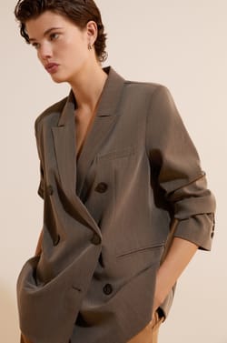 Veste blazer &agrave; rayures;${refinementColor}