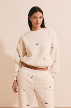 Sweat polaire &agrave; motifs teckel;${refinementColor}