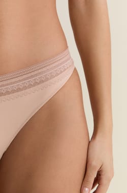 Tanga in Microfiber with Lace Details;${refinementColor}