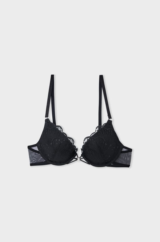 Bra No.2 - The plunge push-up bra in floral embroidery;${refinementColor}
