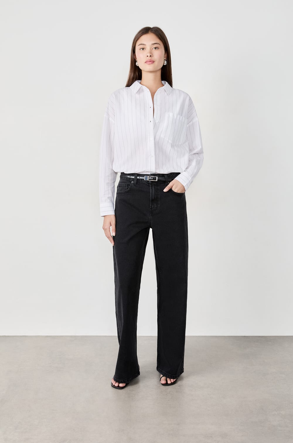 Chemise à rayures en coton;${refinementColor}