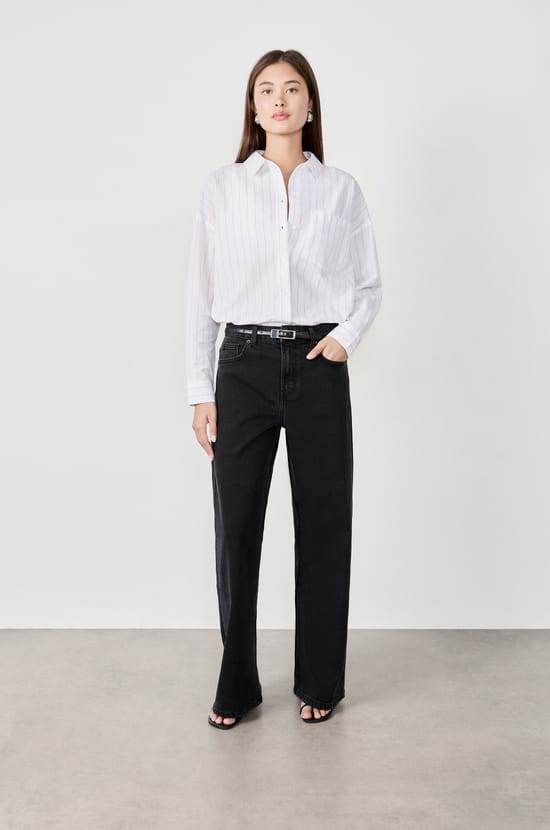 Chemise à rayures en coton;${refinementColor}