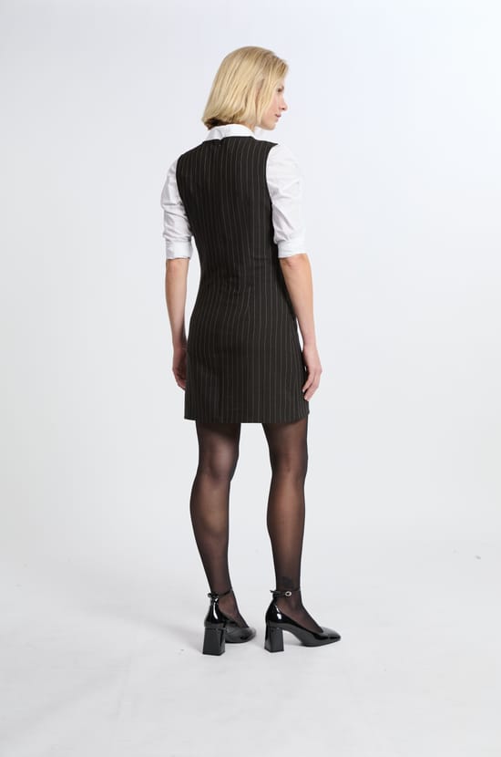 Robe courte à rayures;${refinementColor}