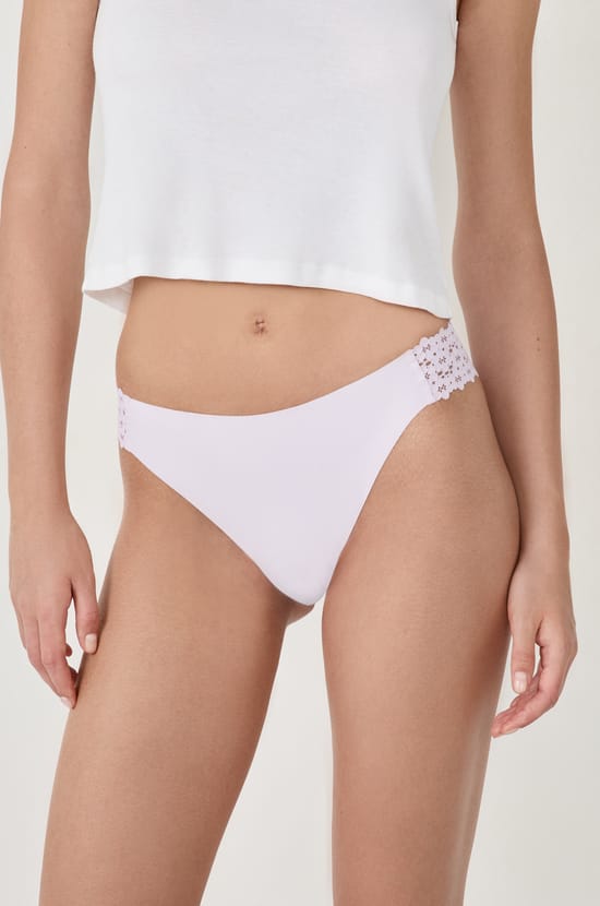 Culotte en microfibre et dentelle;${refinementColor}