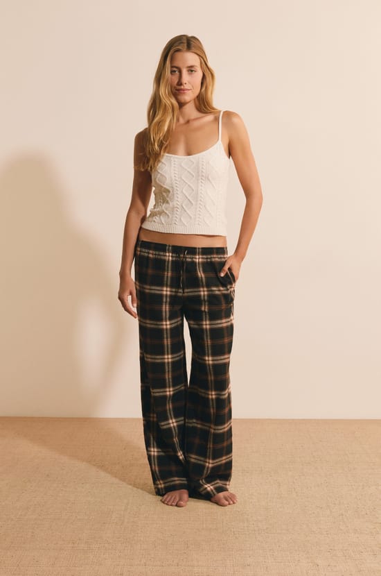 Pantalon de pyjama &agrave; carreaux en coton;${refinementColor}