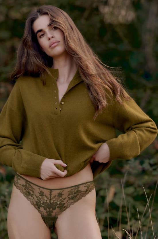 Pull col montant boutonn&eacute; 100% cachemire;${refinementColor}