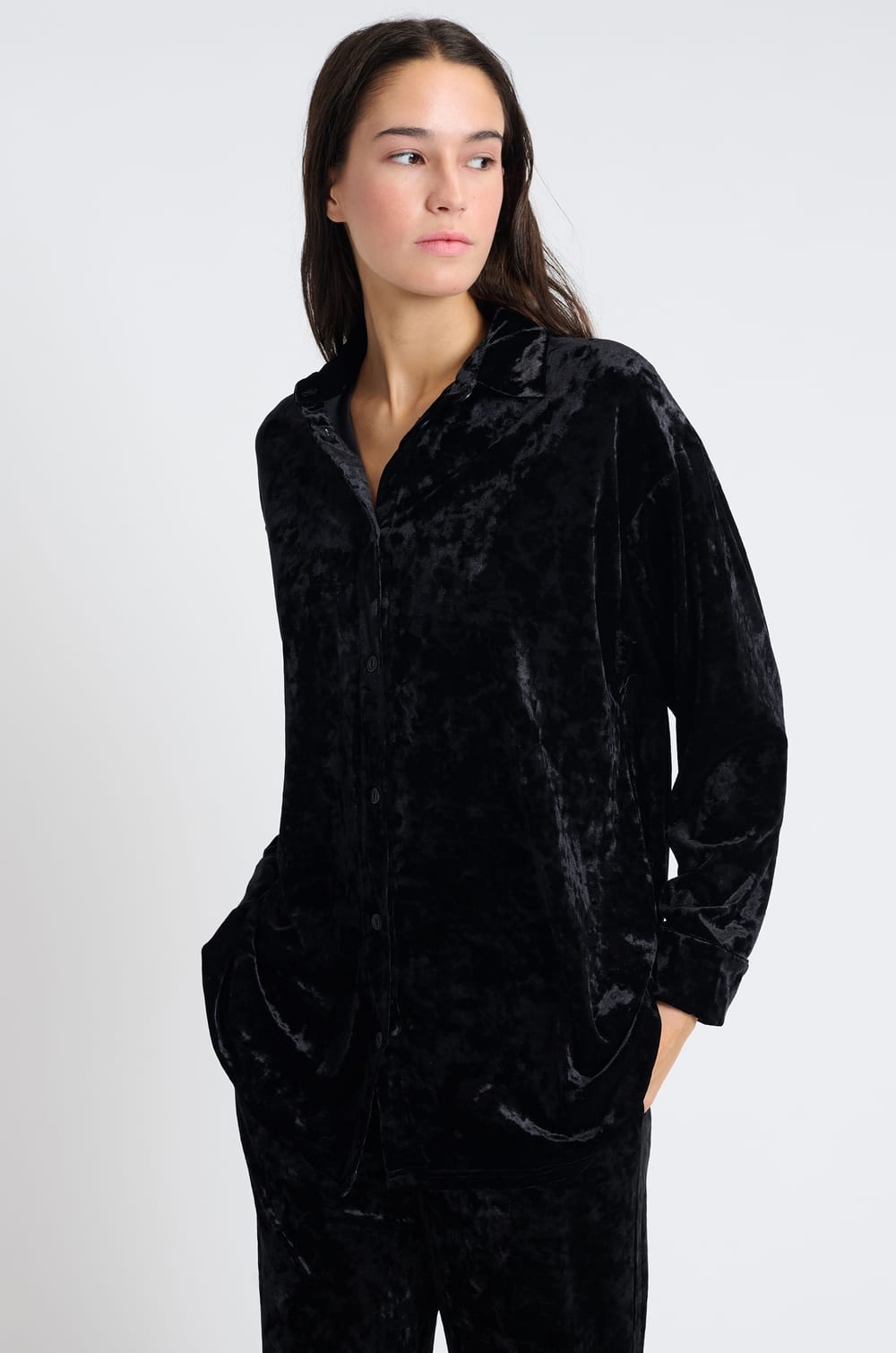 Velvet Pyjama Shirt;${refinementColor}