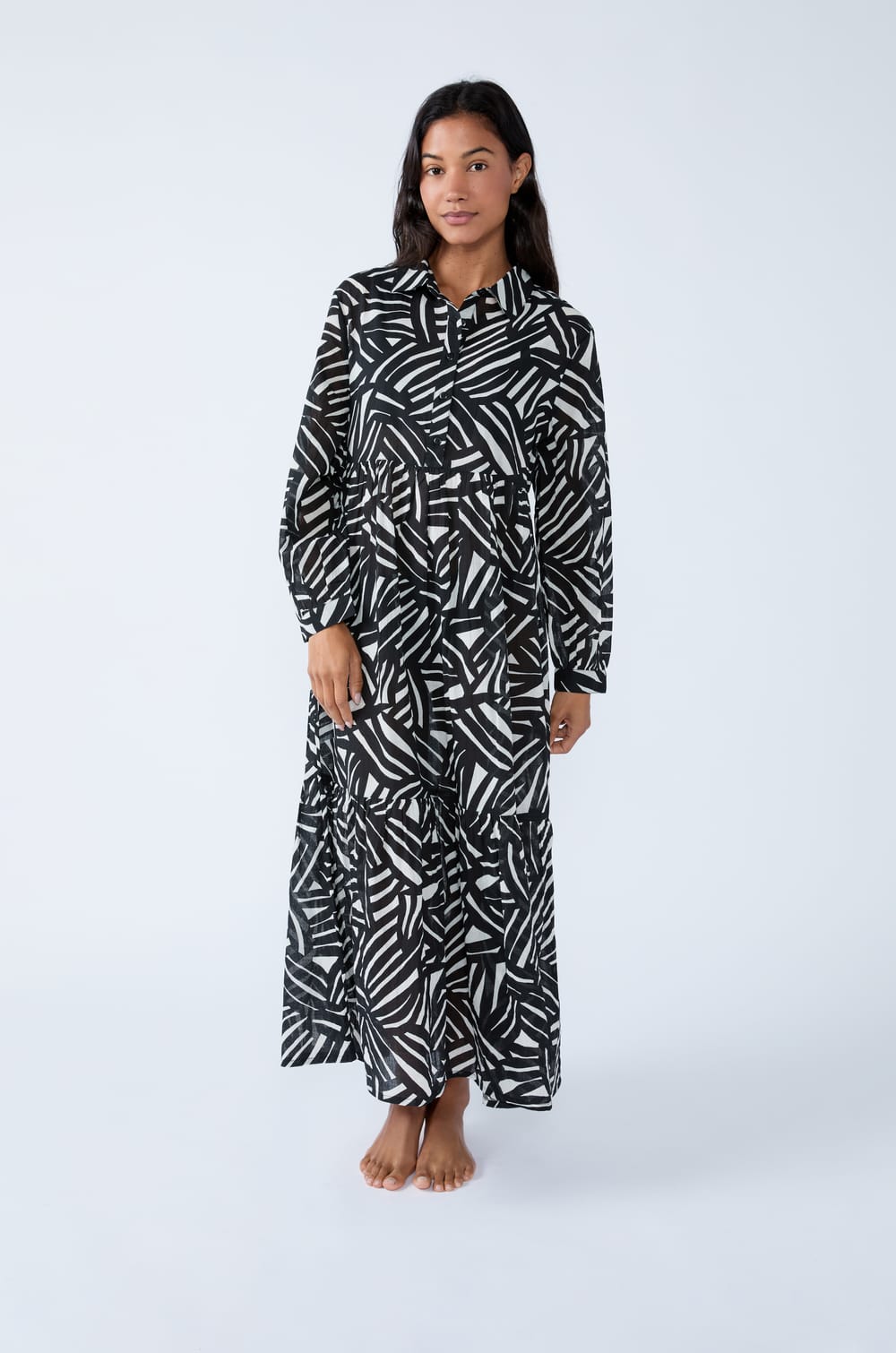 Robe longue de plage imprimée;${refinementColor}